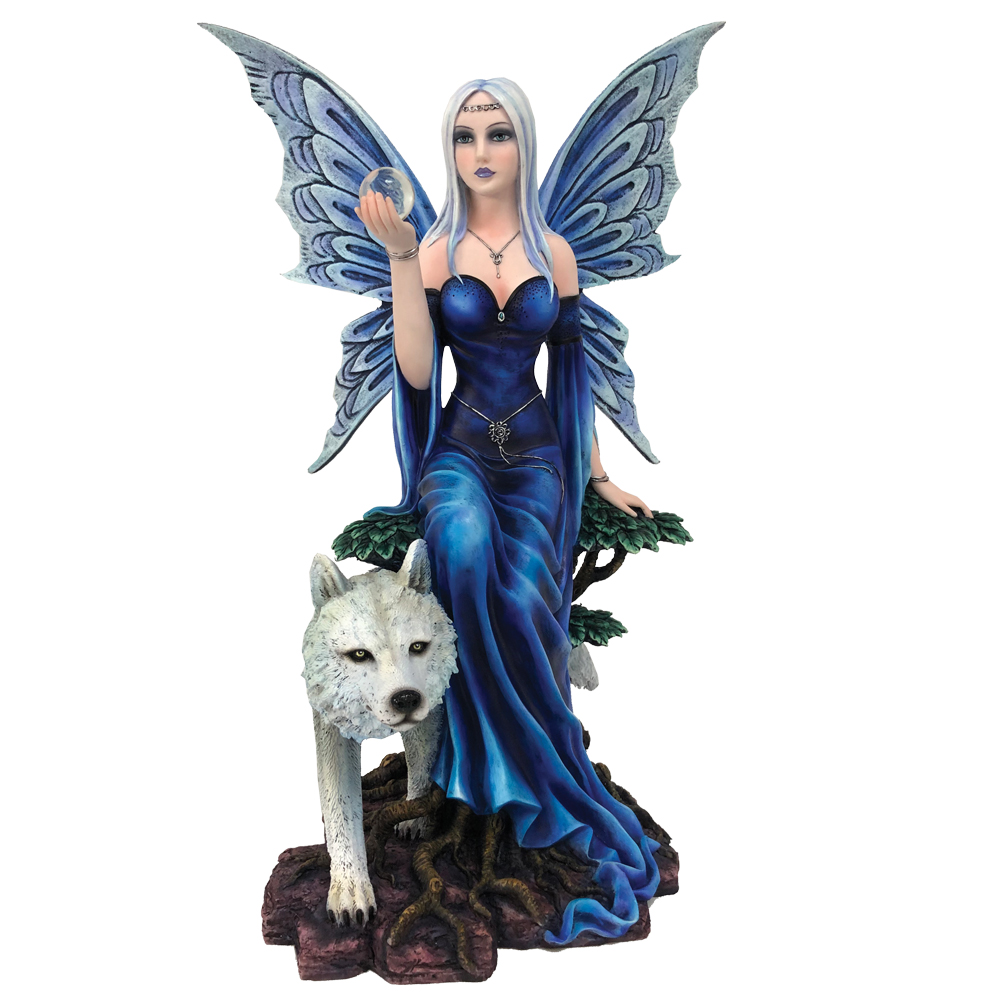 Talanoa Blue Fairy and White Wolf Companion Figurine Figurines Large (30-50cm)
