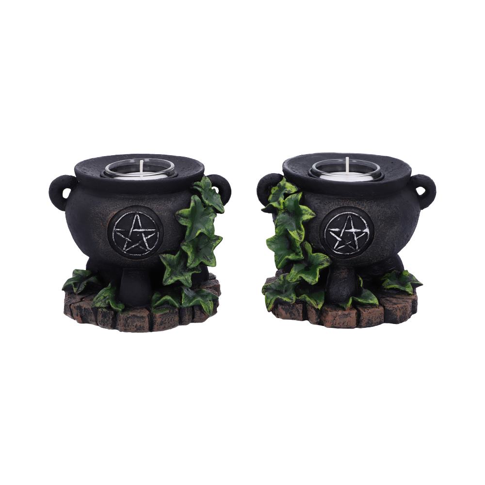 Set of Two Ivy Cauldron Witches Candle Holders 11cm Candles & Holders