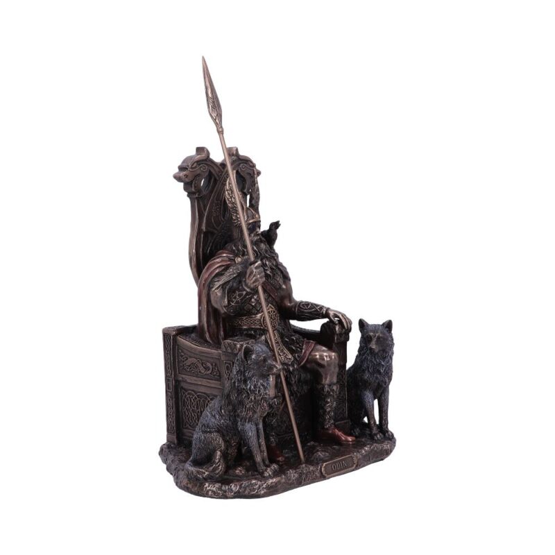 Bronze Odin All Father Wolves and Throne Figurine Figurines Medium (15-29cm) 7