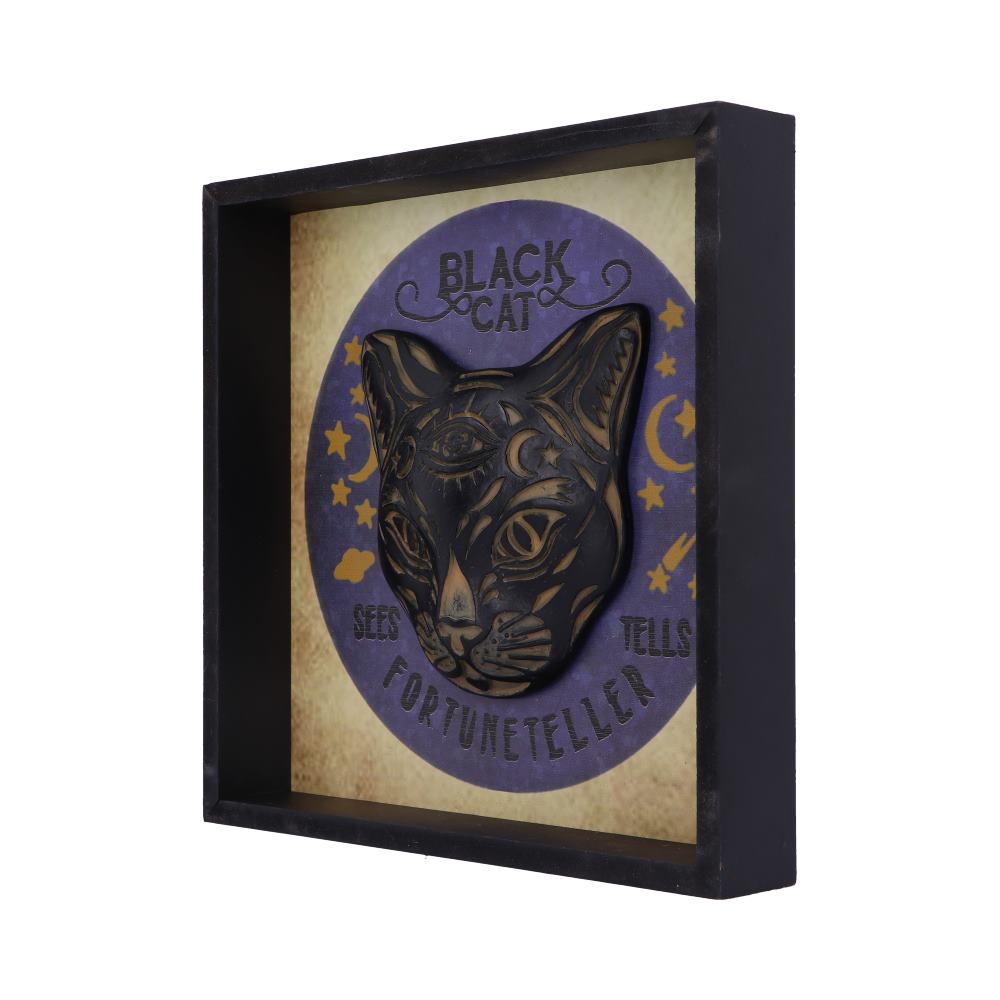 Black Cat Fortune Teller Picture Frame Wall Mounted Art 24cm Home Décor 2