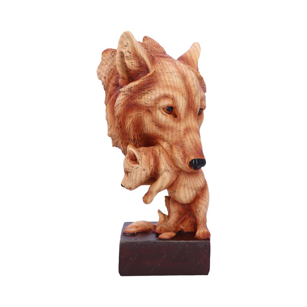 Natural Protection Wolf Mother and Cub Wood Effect Bust Figurines Medium (15-29cm)