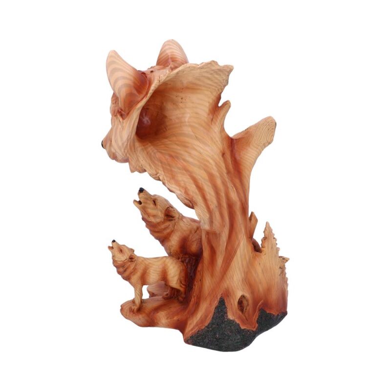 Natural Song Howling Wolves Wood Effect Bust Figurines Large (30-50cm) 3