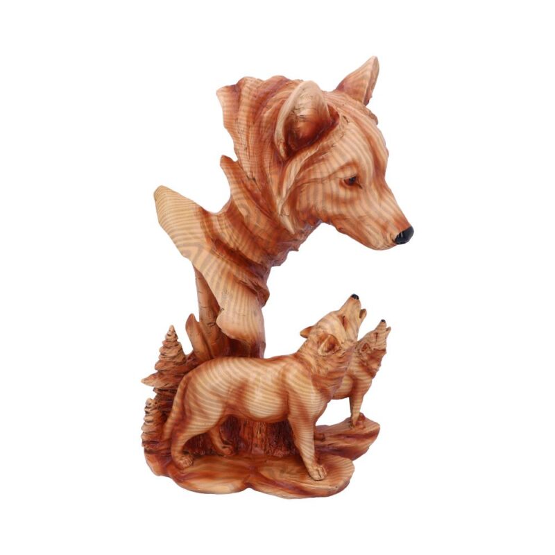 Natural Song Howling Wolves Wood Effect Bust Figurines Large (30-50cm) 7