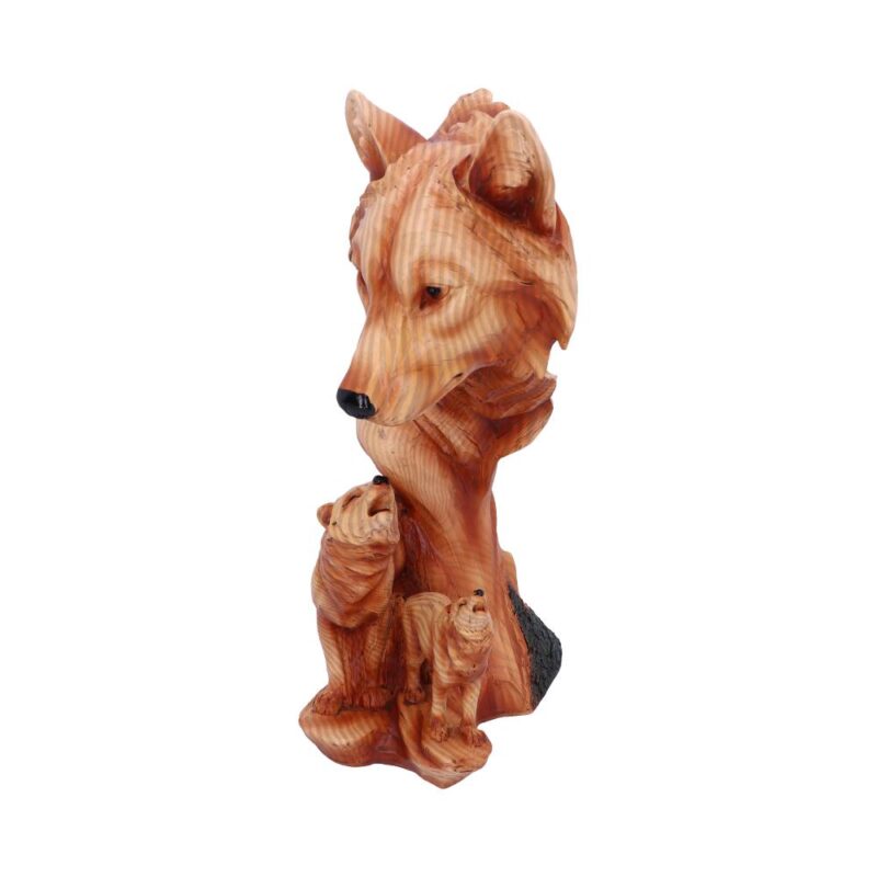 Natural Song Howling Wolves Wood Effect Bust Figurines Large (30-50cm)