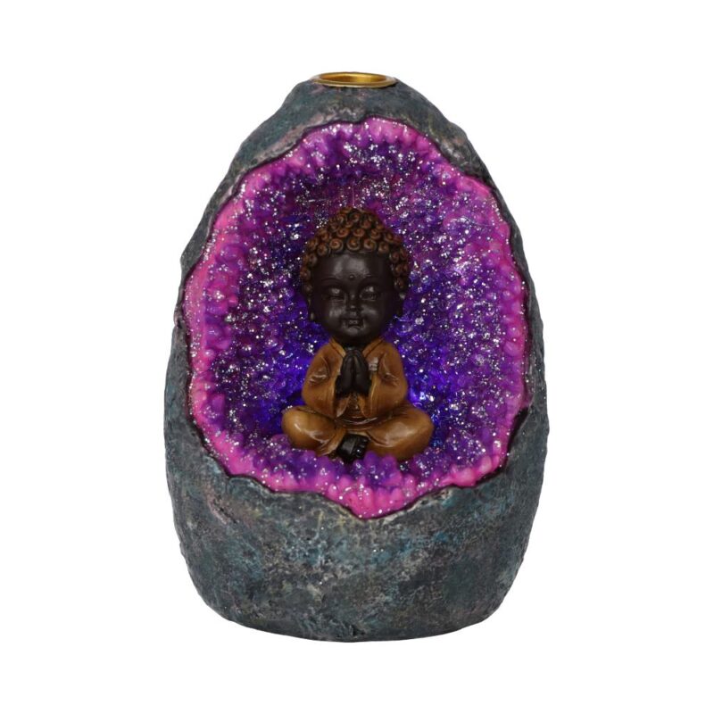 Zen Geode Baby Buddha Crystal Backflow Incense Burner Homeware