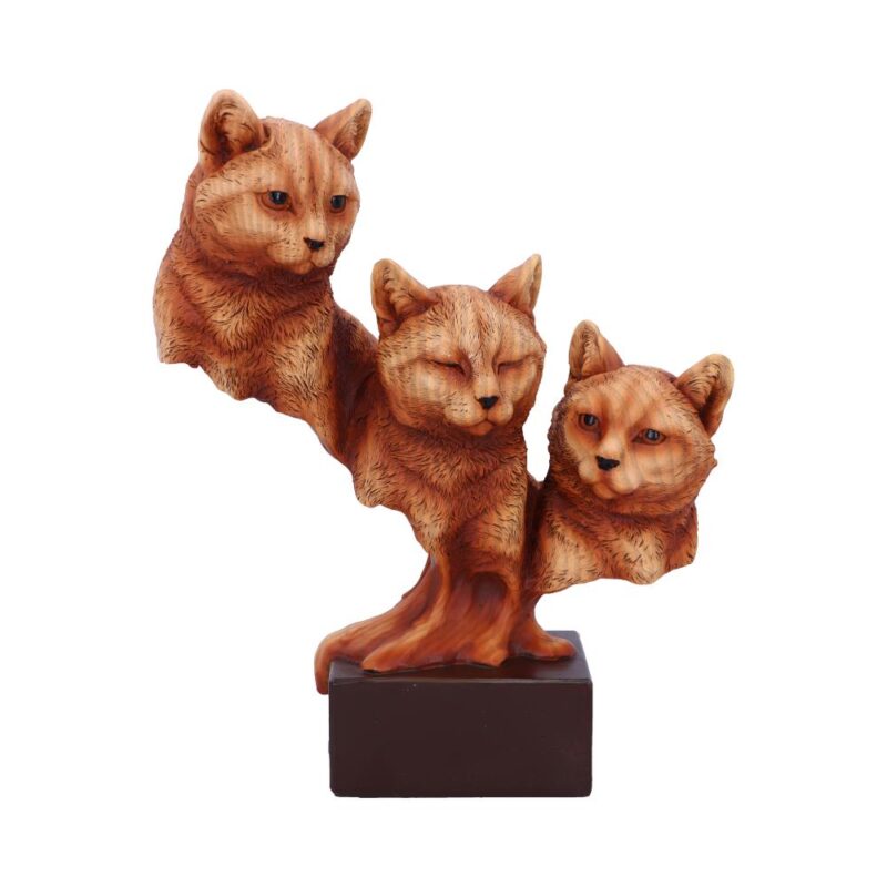 Feline Trio Three Cats Wood Effect Bust Figurines Medium (15-29cm)