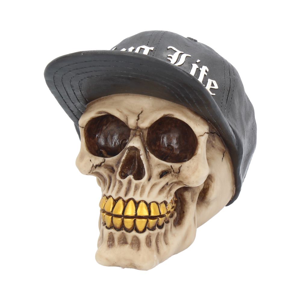 Thug Life Skull with Gold Teeth and Baseball Cap Figurine 15.8cm Figurines Medium (15-29cm) 2