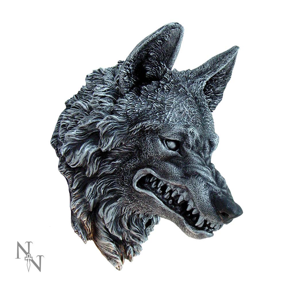 Menacing Grey Snarling Wolf Wall Plaque Home Décor