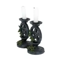 Nemesis Now Pair of Aged Ivy Pentagram Candlesticks Gothic Candle Holders 13.4cm Candles & Holders 2