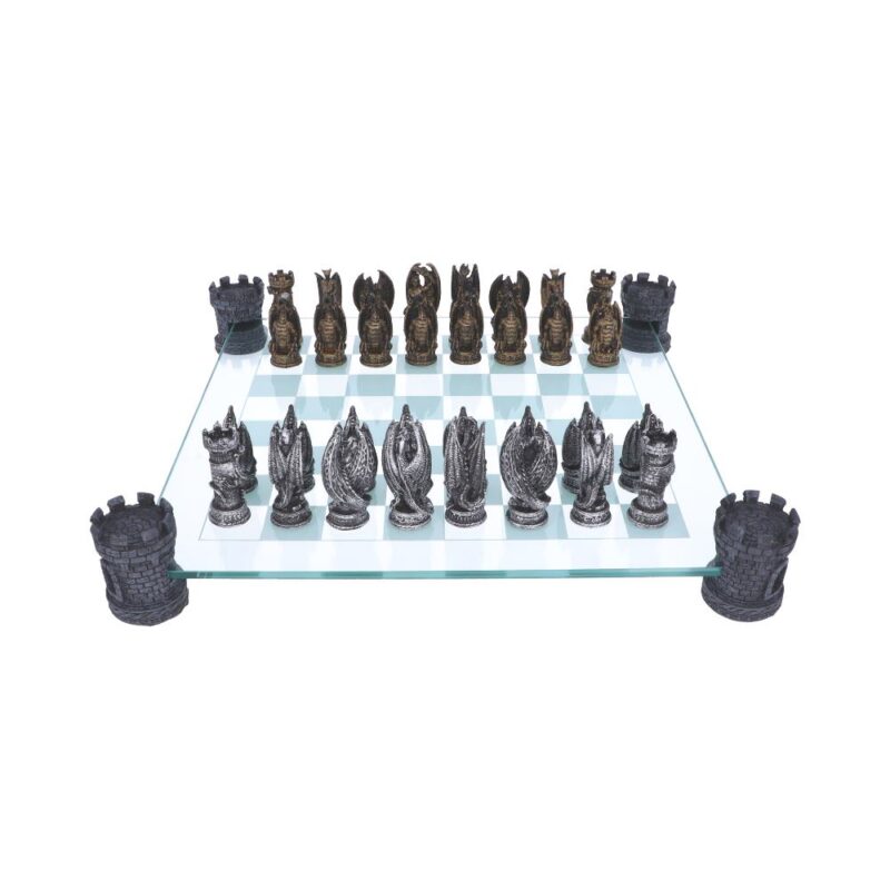 Raised Fantasy Kingdom Of The Dragon Chess Set With Corner Towers 43cm Chess Sets 5