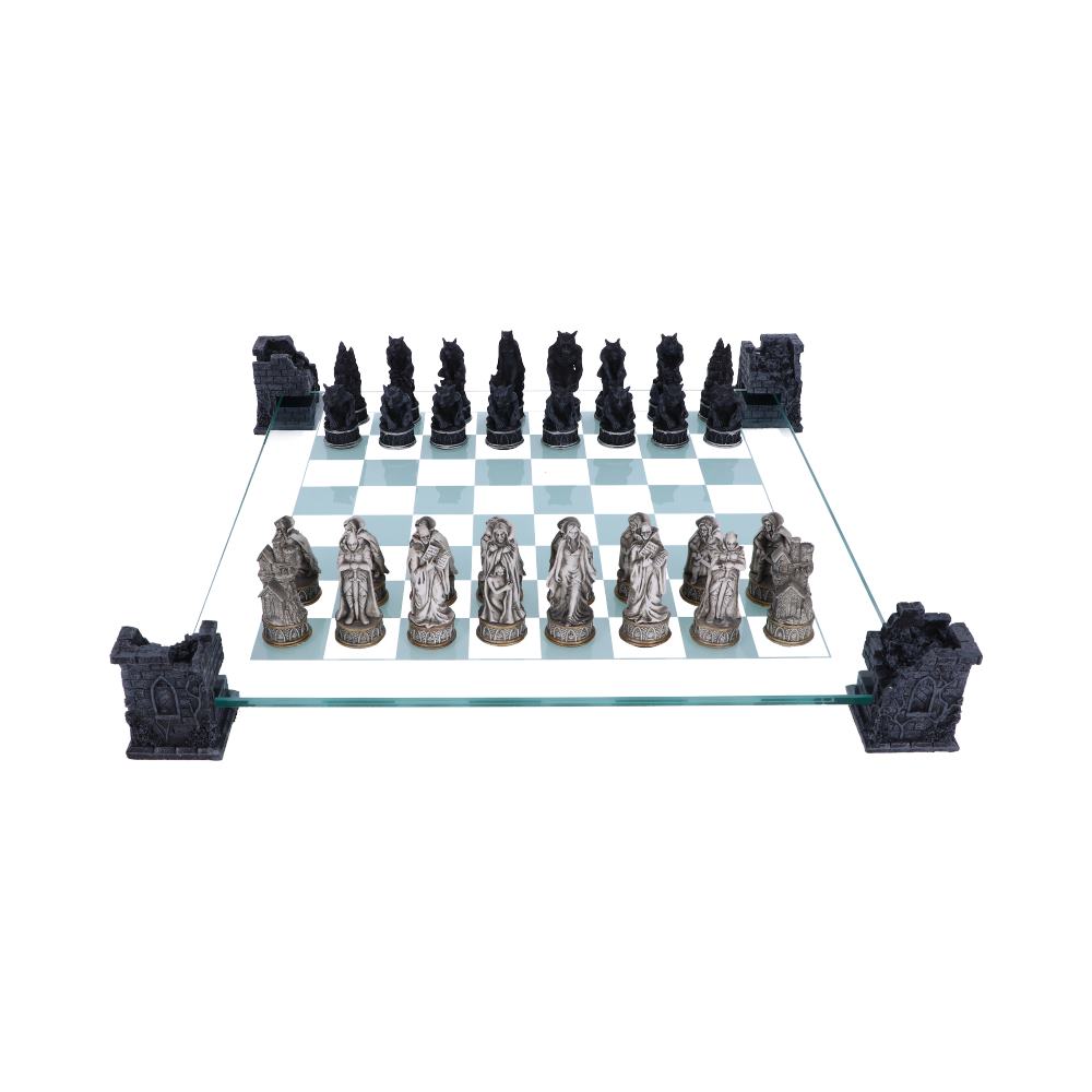 Raised Fantasy Vampire & Werewolf Chess Set With Corner Towers 43cm Chess Sets