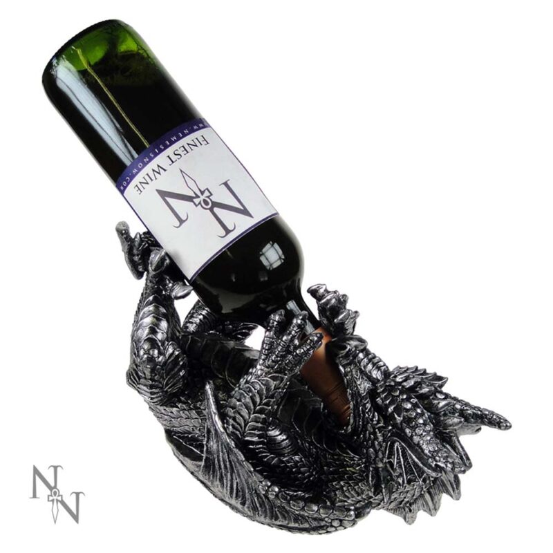 Metallic Silver Dragon Guzzler Wine Bottle Holder Guzzlers & Wine Bottle Holders