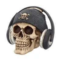 Nemesis Now Dead Beat (Grey) Skull in Beanie Ornament 17cm Figurines Medium (15-29cm) 2