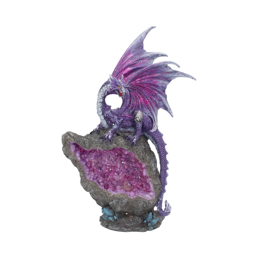 Amethyst Custodian Fantasy Purple Dragon Sitting On A Geode 22cm Figurines Medium (15-29cm)