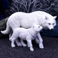 Nemesis Now Winter Offspring Mother and Wolf Pup Ornament 27.5cm Figurines Medium (15-29cm) 2