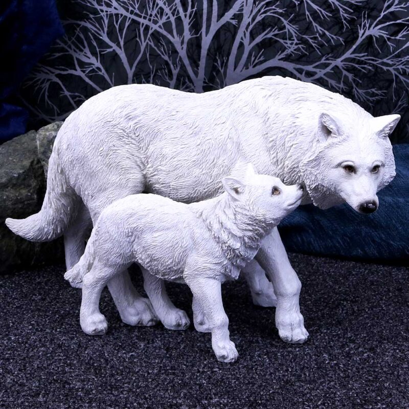 Winter Offspring Mother and Wolf Pup Ornament Figurines Medium (15-29cm) 9