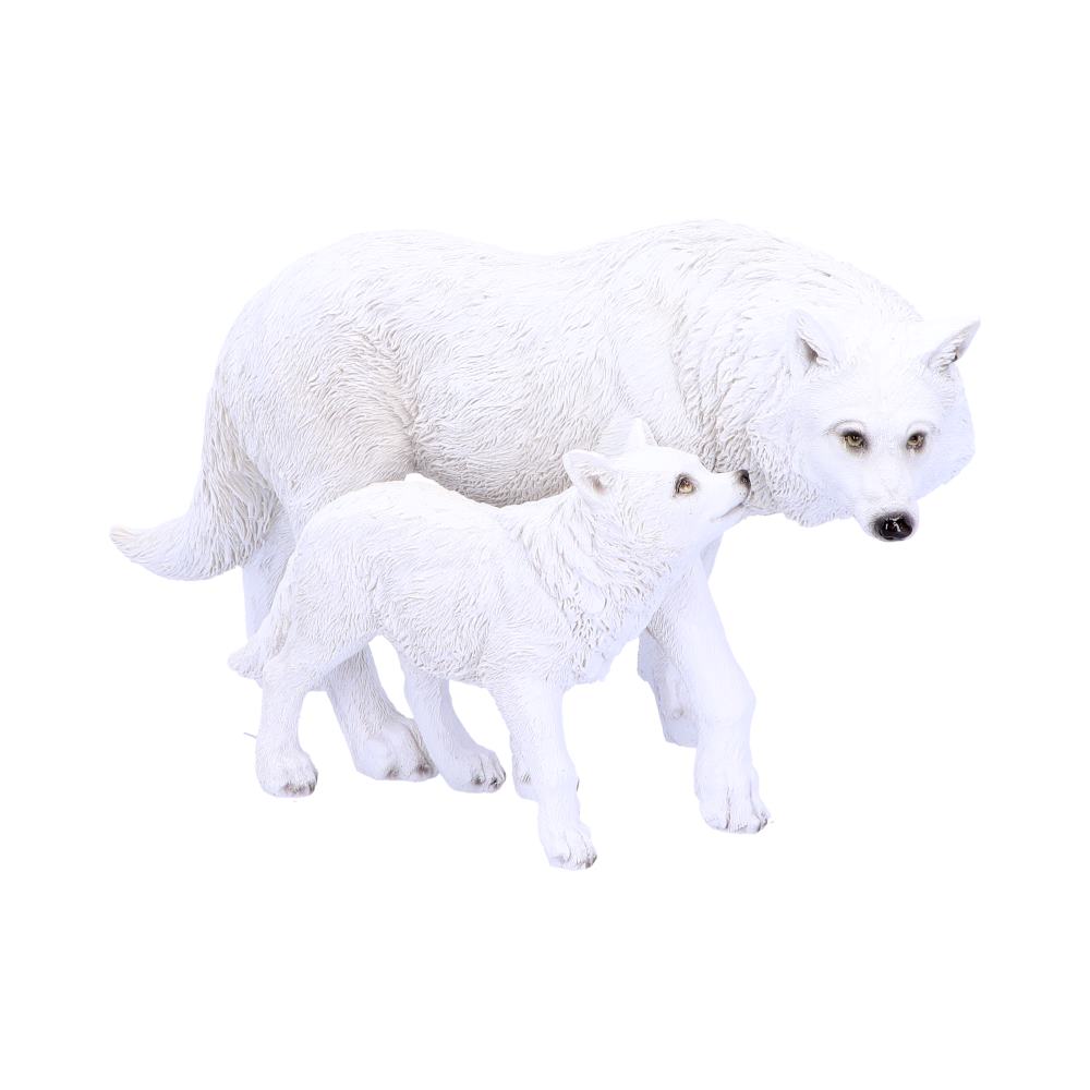 Winter Offspring Mother and Wolf Pup Ornament Figurines Medium (15-29cm)