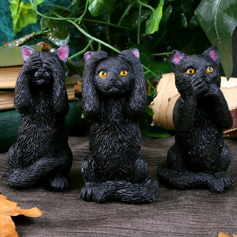 Three Wise Felines Black Cat Figures Figurines Small (Under 15cm) 9