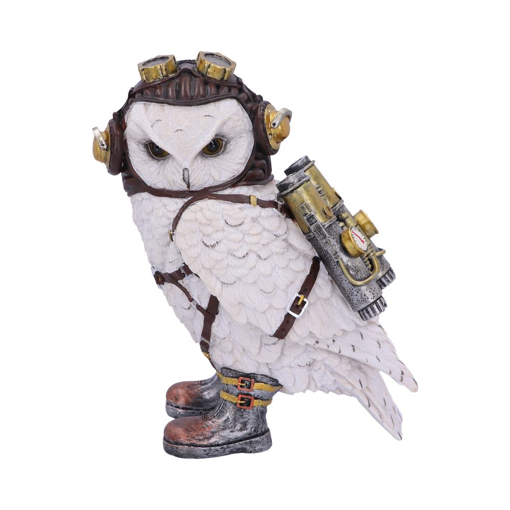 Steampunk The Aviator Pilot Snowy Owl Figurine Figurines Medium (15-29cm)