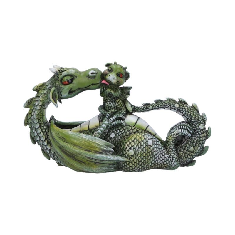 Sweetest Moment Green Dragon and Dragonling Kissing Figurine Figurines Medium (15-29cm)