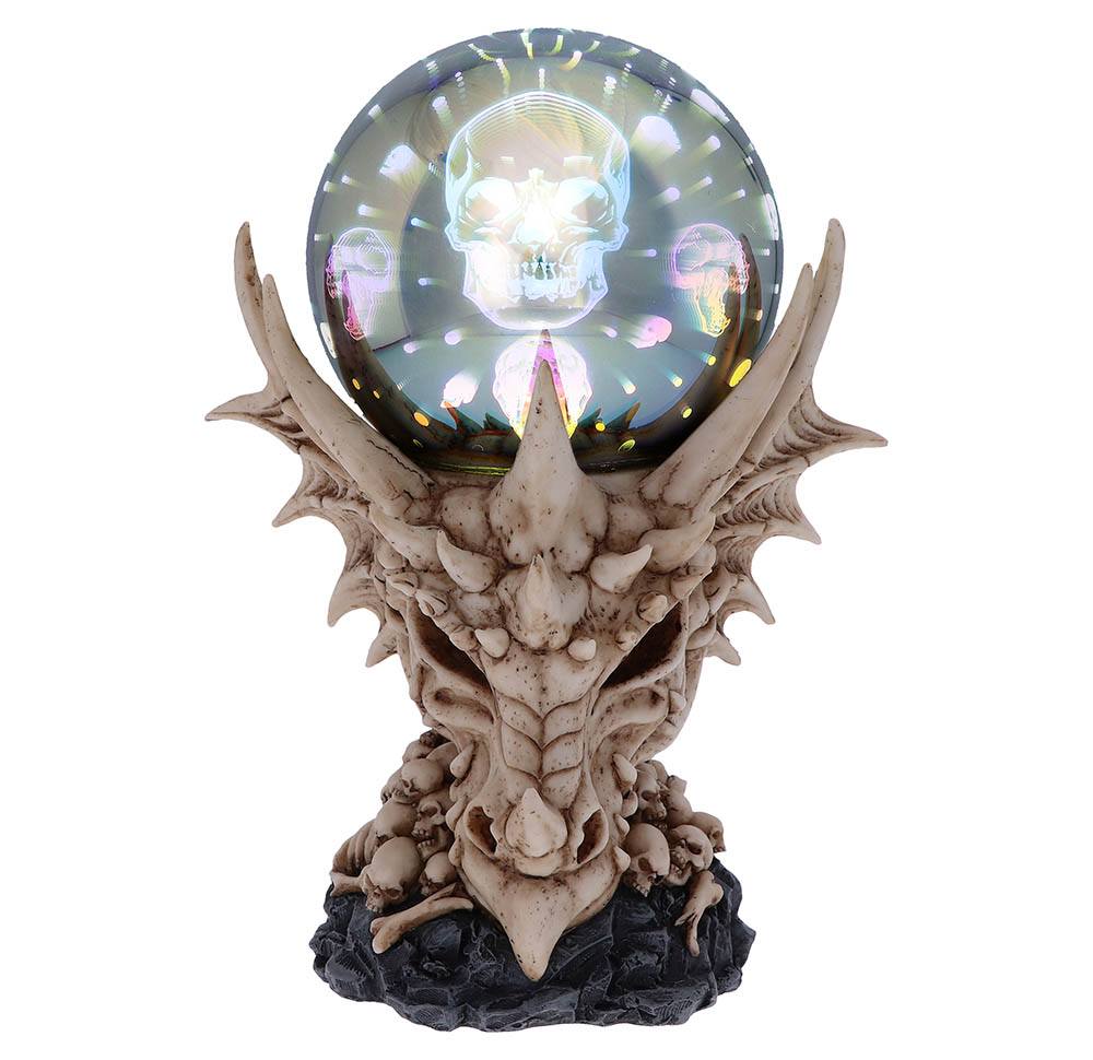 Skeletal Realm Dragon Skull and Light Up Orb Figurine Figurines Medium (15-29cm)