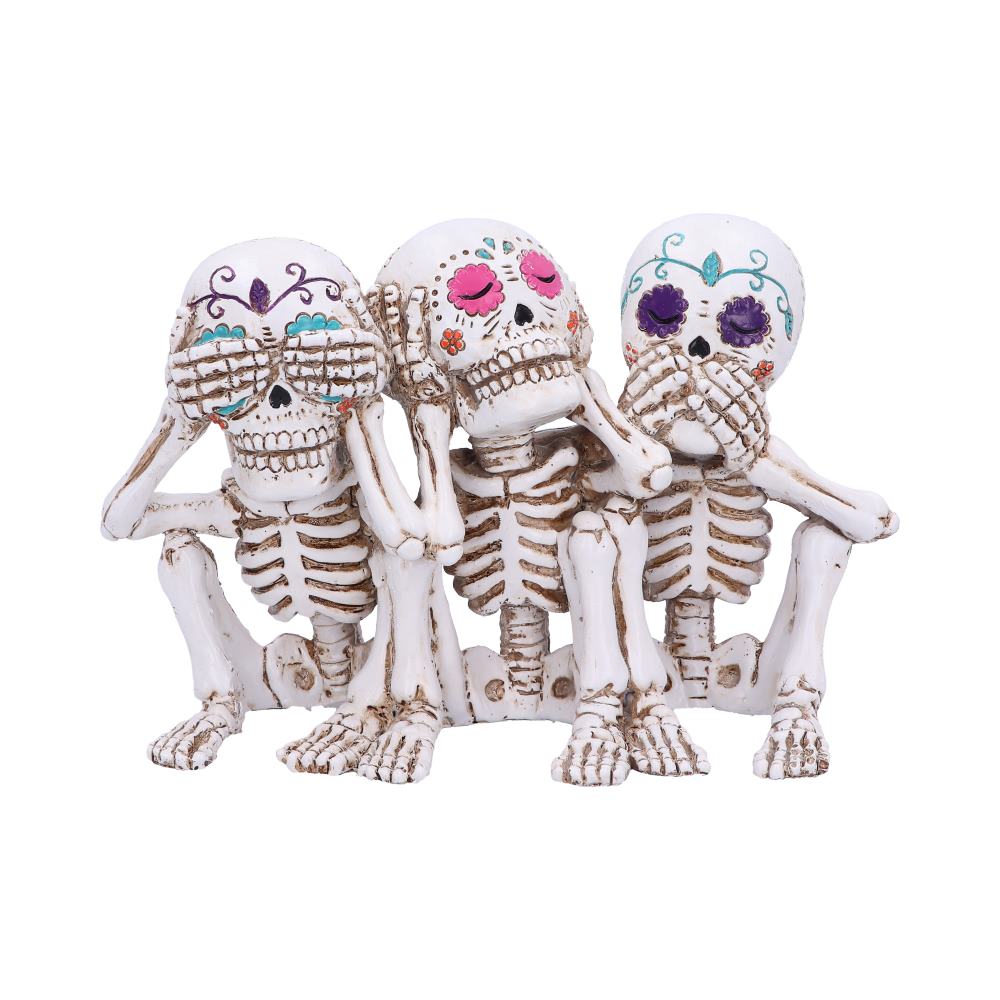 Three Wise Calaveras Skeleton Figurine 20.3cm Figurines Medium (15-29cm)