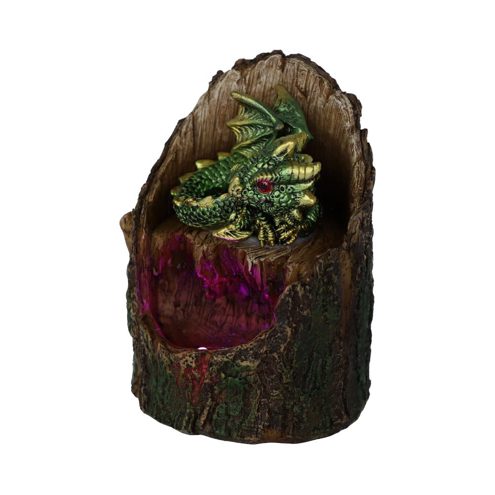 Arboreal Hatchling Green Dragon in Tree Trunk Light Up Figurine Figurines Small (Under 15cm) 2