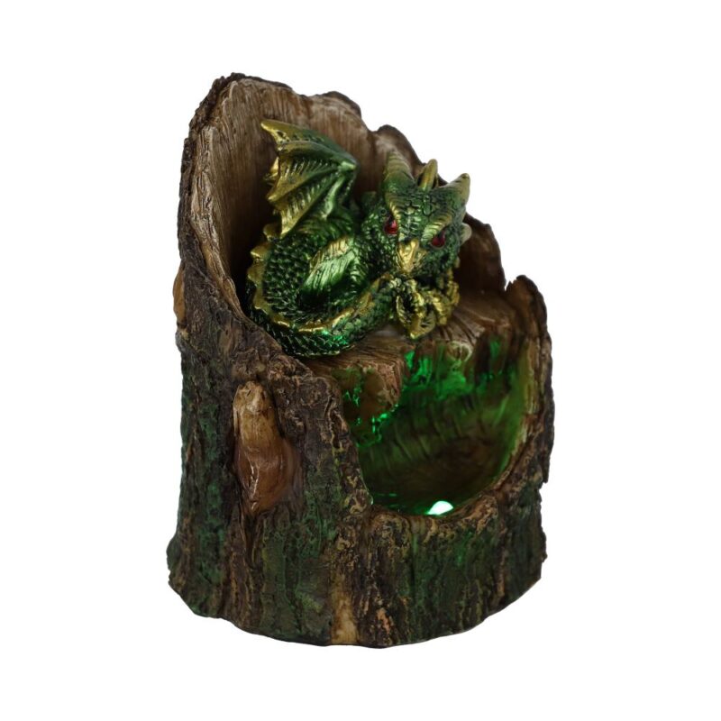 Arboreal Hatchling Green Dragon in Tree Trunk Light Up Figurine Figurines Small (Under 15cm) 7