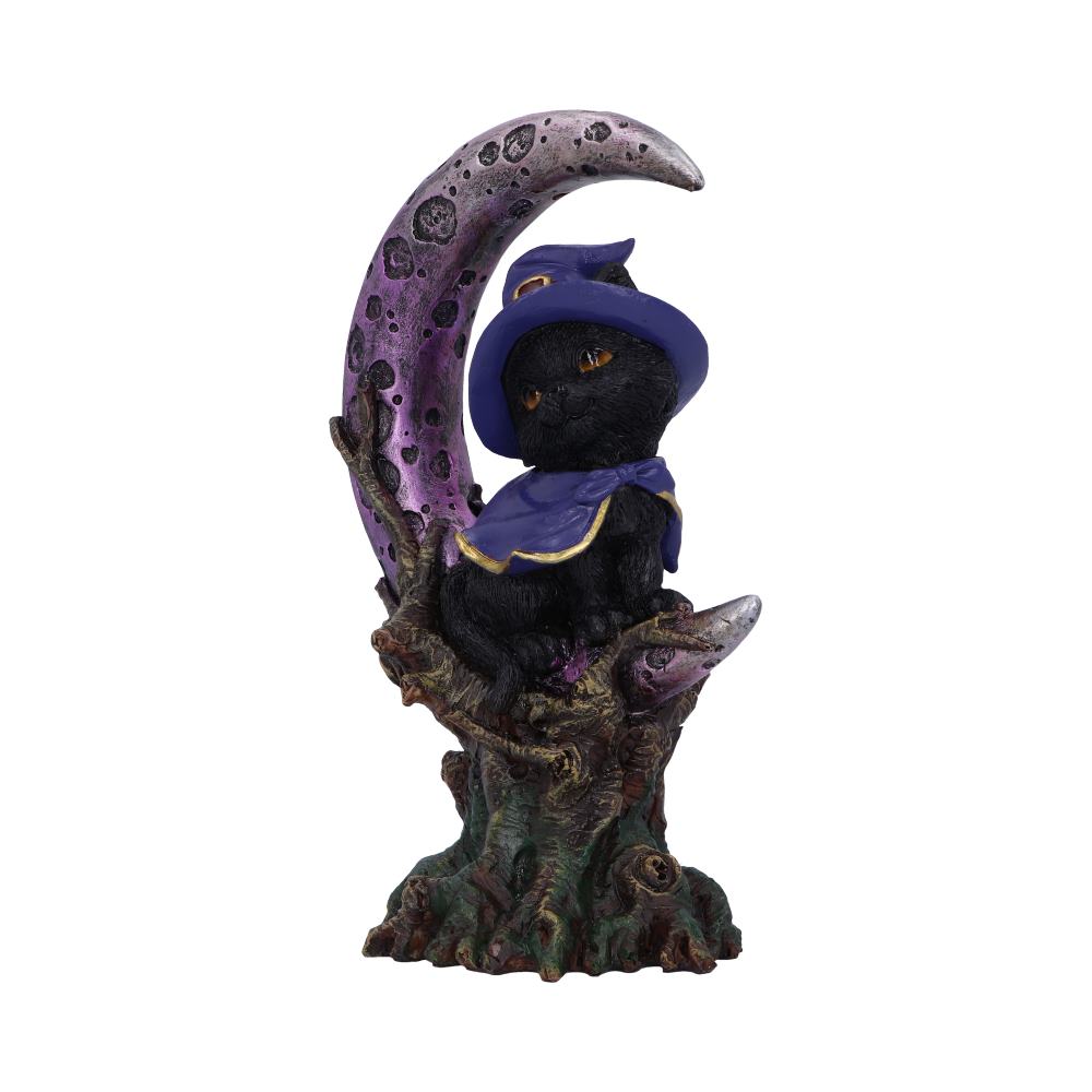 Grimalkin Witches Familiar Black Cat and Crescent Moon Figurine Figurines Medium (15-29cm) 2
