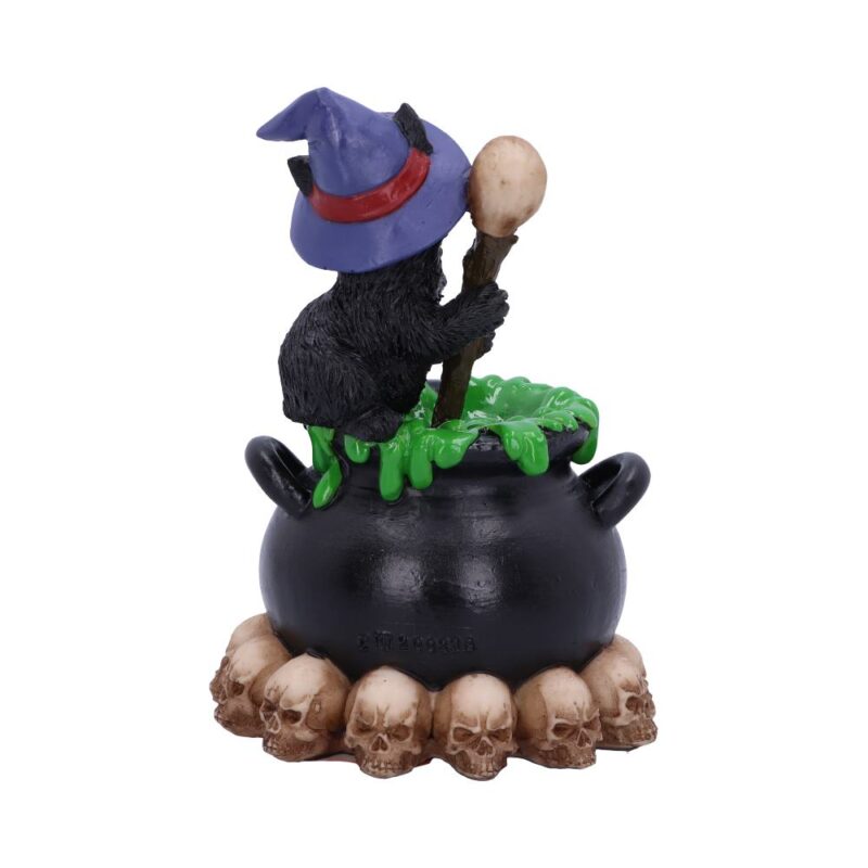 Spook Witches Familiar Black Cat and Bubbling Cauldron Figurine Homeware 5