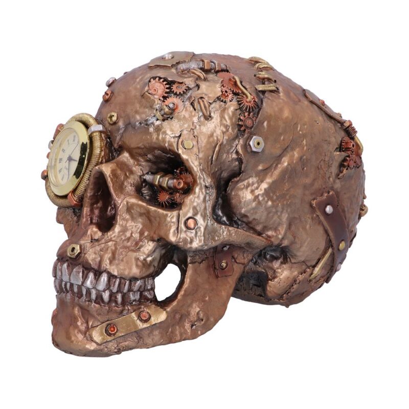 Bronze Scrapped Skull Steampunk Scrap Skeleton Figurine Clocks 5
