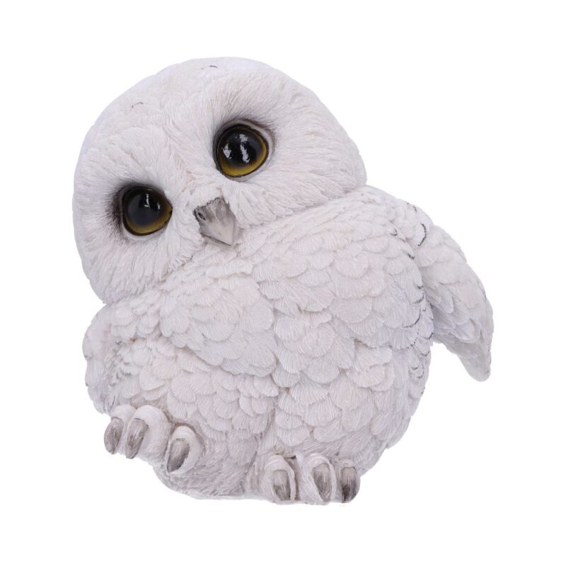 Feathers Cute Round Snowy Owl Figurine Figurines Small (Under 15cm)