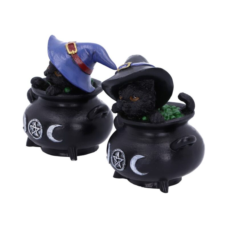 Hubble and Bubble Witches Familiar Black Cat and Cauldron Figurines Figurines Small (Under 15cm) 3