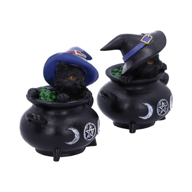 Hubble and Bubble Witches Familiar Black Cat and Cauldron Figurines Figurines Small (Under 15cm) 5