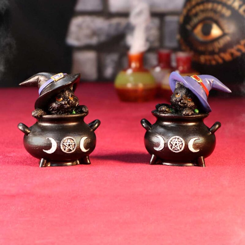 Hubble and Bubble Witches Familiar Black Cat and Cauldron Figurines Figurines Small (Under 15cm) 9