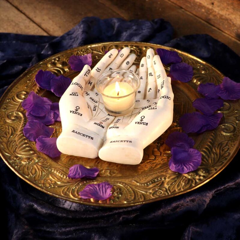 Palmist’s Guide White Chiromancy Hands Candle Holder Candles & Holders 9