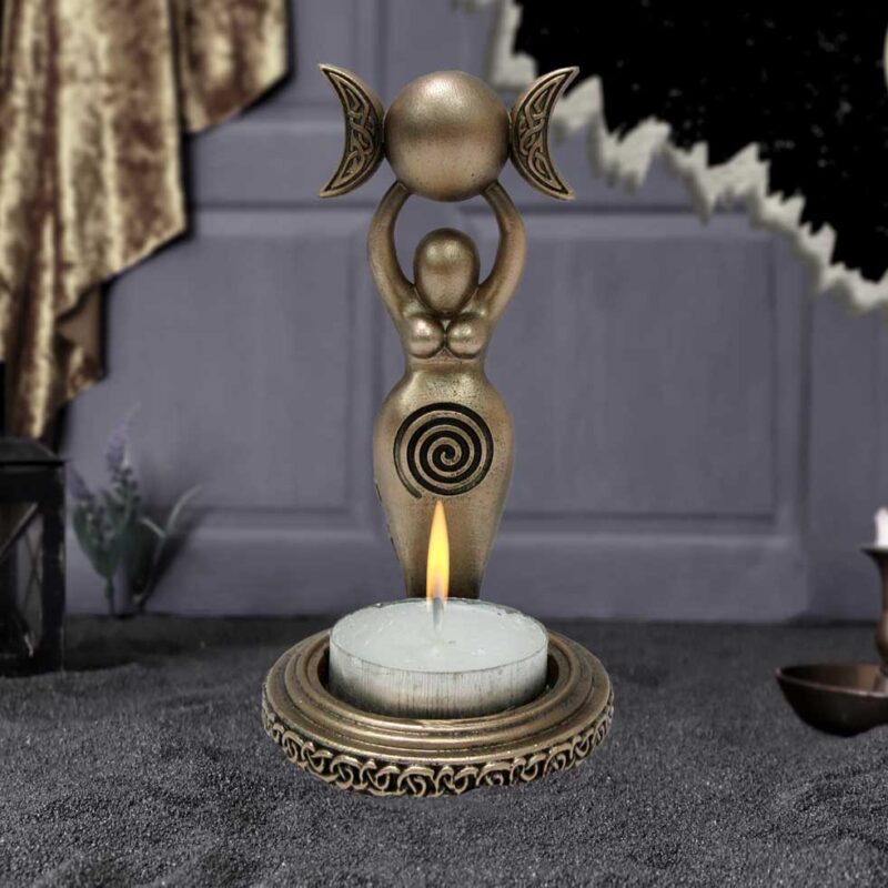 Exclusive Bronze Spiral Goddess Tea Light Holder 12cm Candles & Holders 3