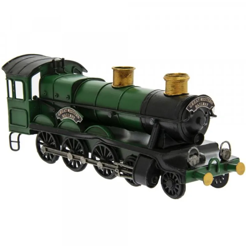 Vintage Great Western Railway Green Train Tinplate Style Metal Ornament Figurines Medium (15-29cm)