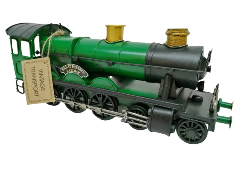 Vintage Green Train Metal Ornament Figurines Medium (15-29cm) 3