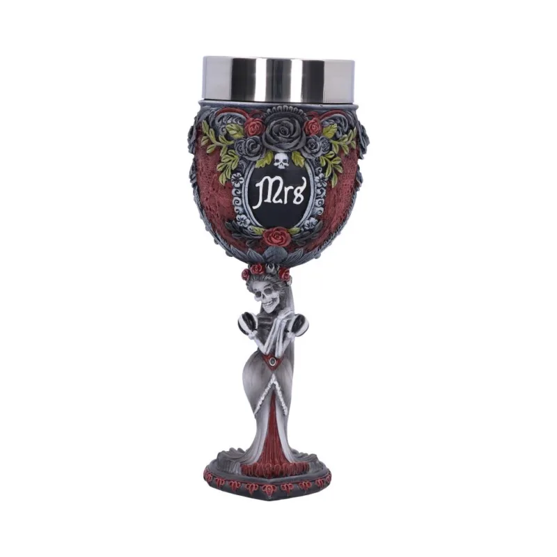 Gothic Skeleton Mr & Mrs Goblet Pair 21cm Goblets & Chalices 23