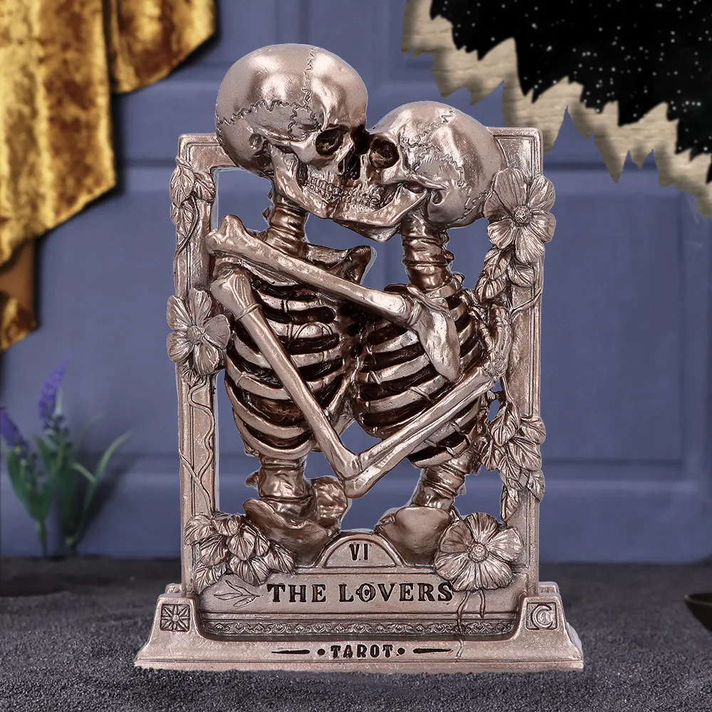 The Lovers Bronze Gothic Skeleton Tarot Card Ornament 20.5cm Figurines Medium (15-29cm) 2