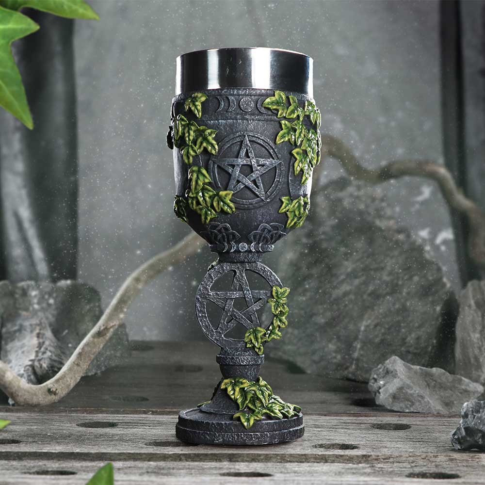 Aged Wiccan Pentagram Goblet 19.5cm Goblets & Chalices 2