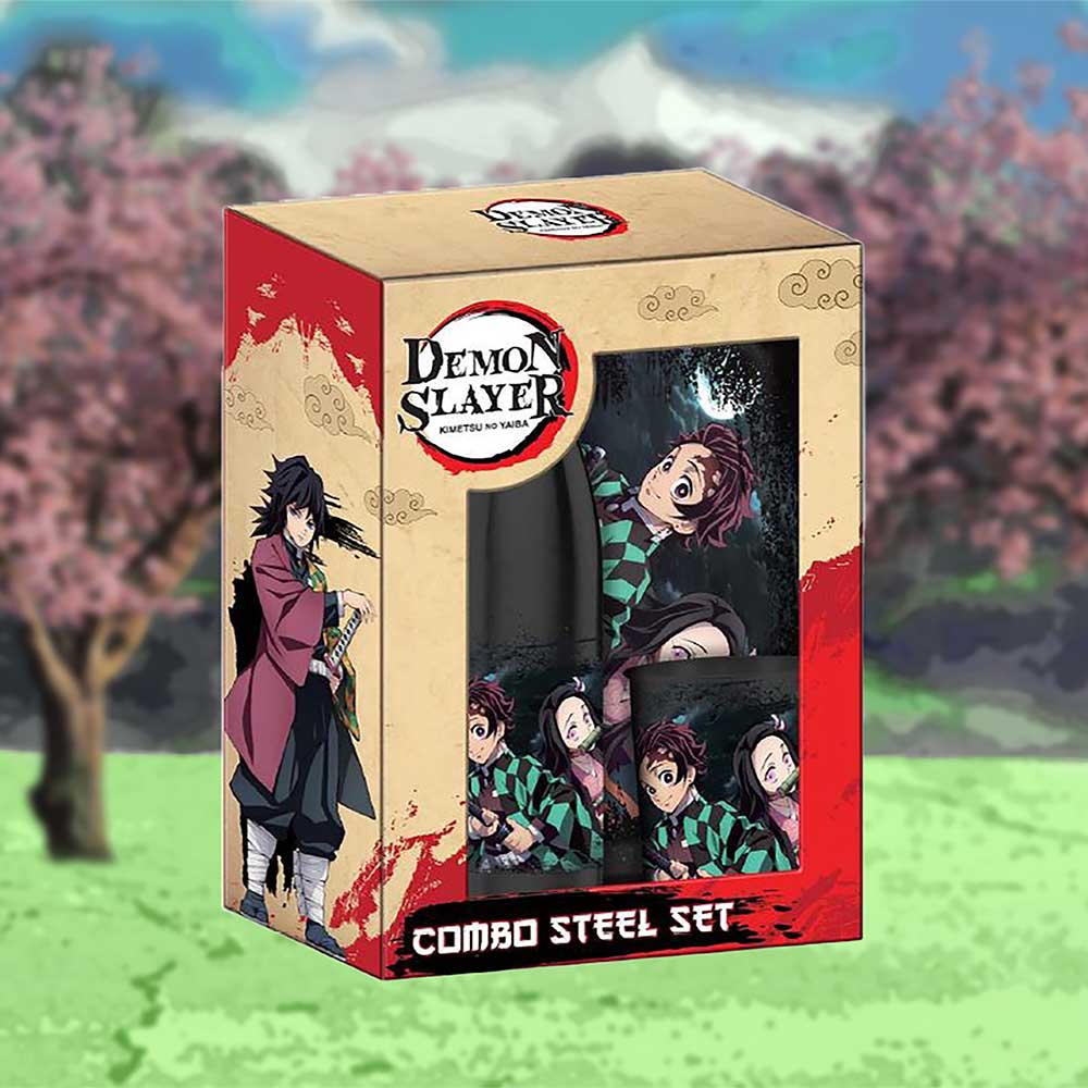 Demon Slayer Tanjiro and Nezuko Bottle, Tray and Cup Gift Set Shot Glasses 2