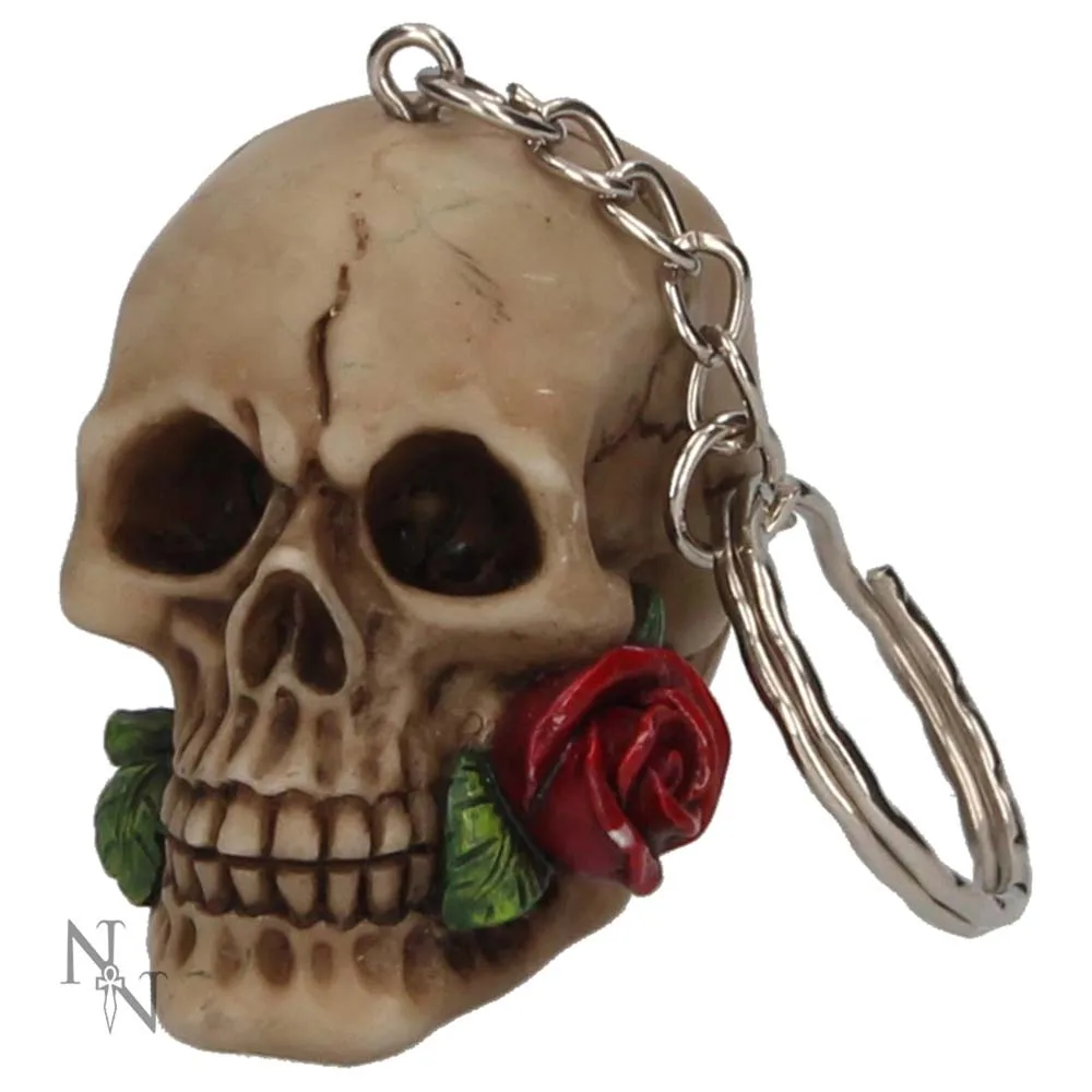 Pack of 6 Rose From The Dead Gothic Skull Keyrings 4.6cm Gifts & Games 2