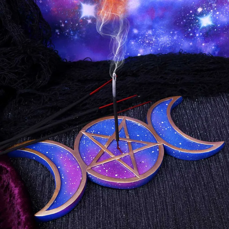 Galaxy Triple Moon Goddess Incense Stick Burner Set of Four Homeware 3