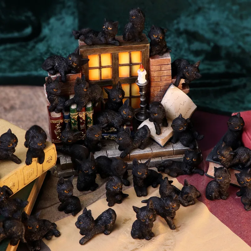The Witches Litter Display of 36 Black Cat Familiars with a Decorated Stand Figurines Small (Under 15cm) 3