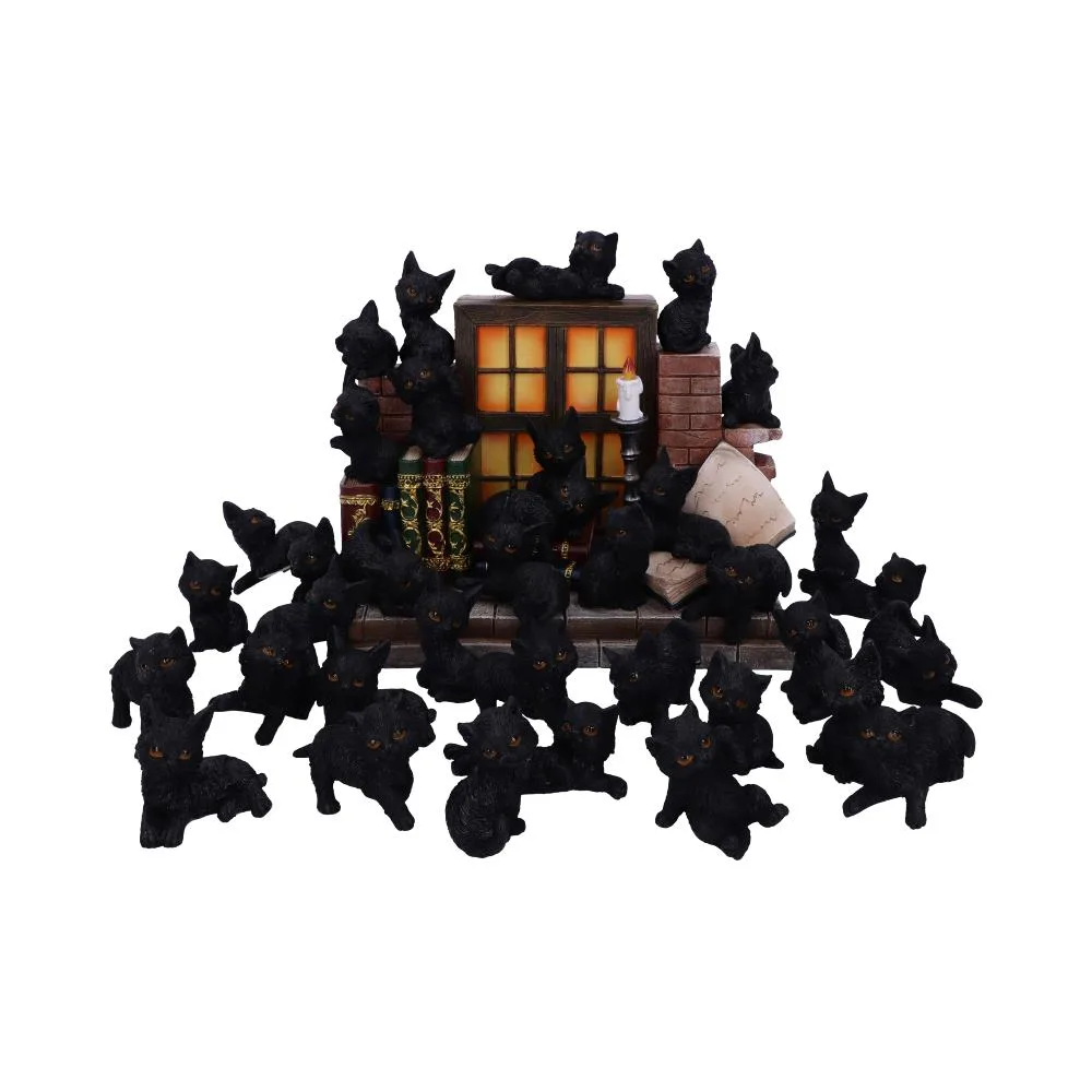 The Witches Litter Display of 36 Black Cat Familiars with a Decorated Stand Figurines Small (Under 15cm)