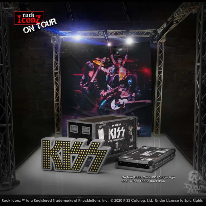 Knucklebonz Rock Iconz KISS Alive Road Case with Stage Sign and Backdrop Set Knucklebonz Rock Iconz