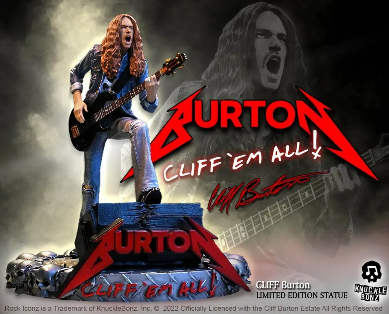 Statue Metallica Robert Trujillo KnuckleBonz - édition Limitée 22 Cm, Coulée à La Main, Avec Certificat D'authenticité