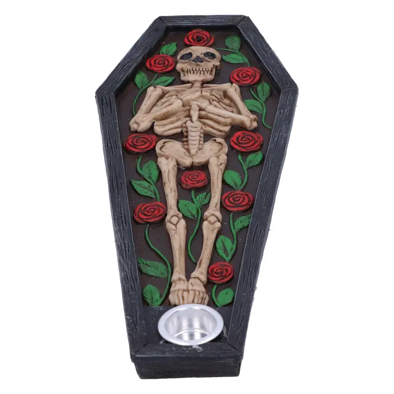 Rest in Roses Skeleton Coffin Incense Burner 21.5cm Homeware 5